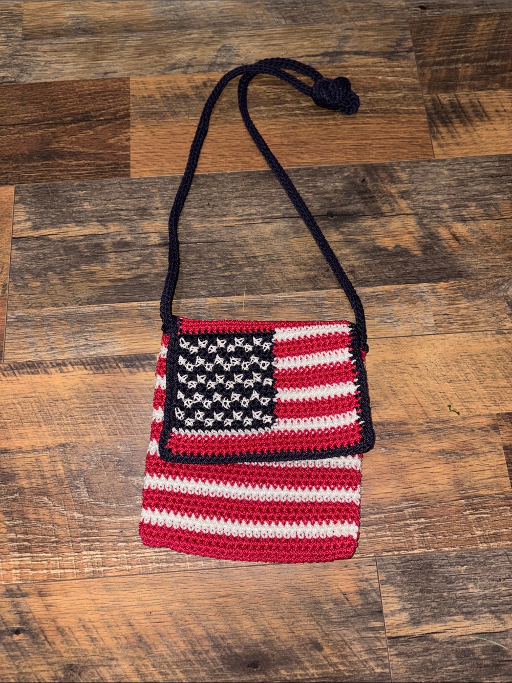 The Sak Crochet American Flag Crossbody Bag - Red, White & Blue